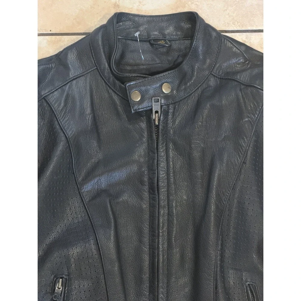 Vintage Motorcycle Leather Jacket Size Small Black Lace‎ Up Sided